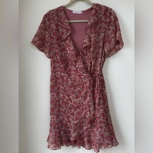 Lush Floral Midi Dress in Burgundy